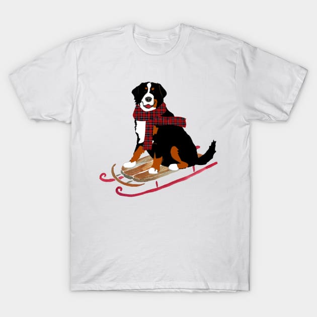 Bernese Mountain Dog Sledding T-Shirt by emrdesigns